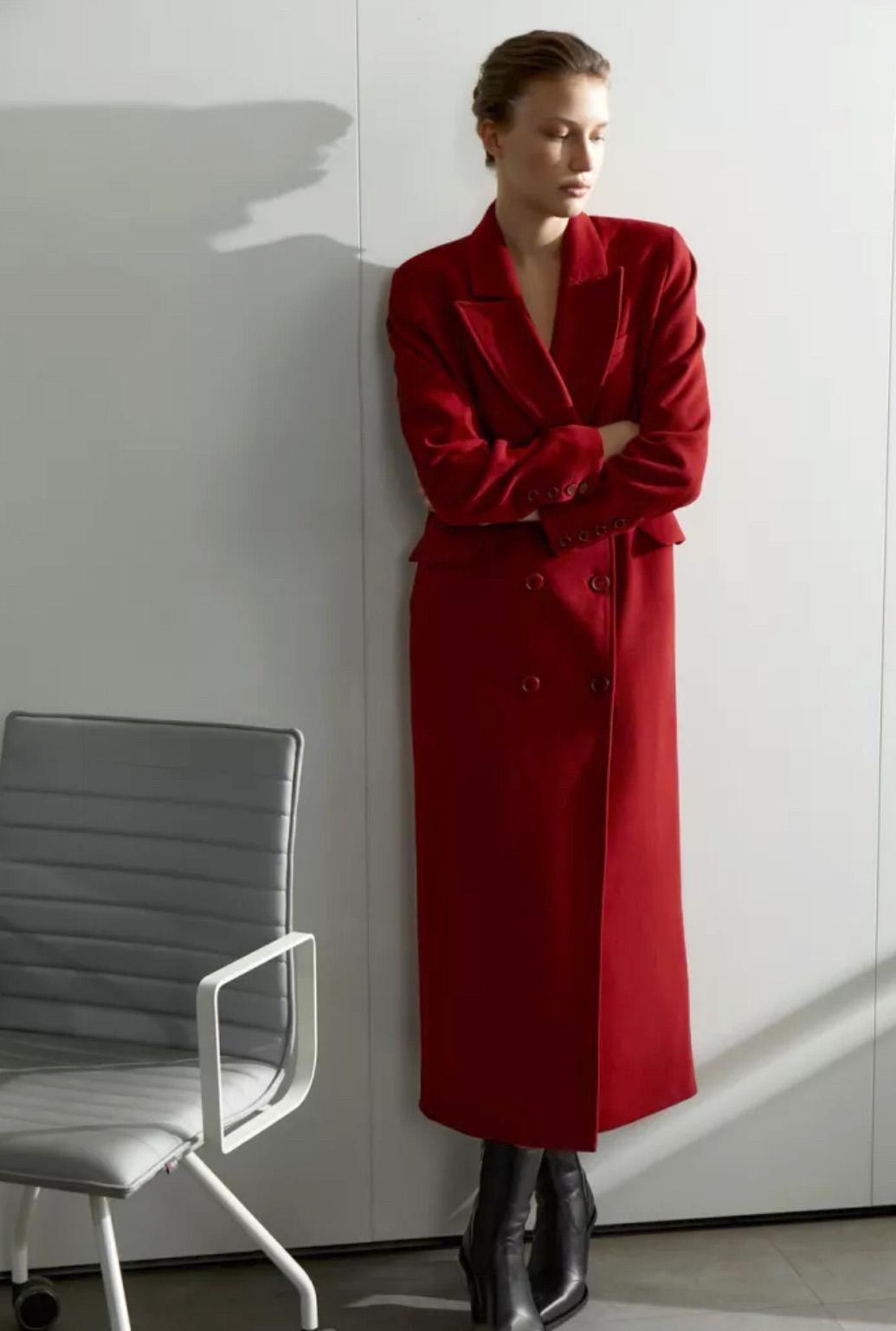 Red Wool Coat, Lined Warm Winter Coat, Oversized Wool Coat, Fall Belted Coat, Women Maxi Coat, Fall Coat, Wrap Overcoat