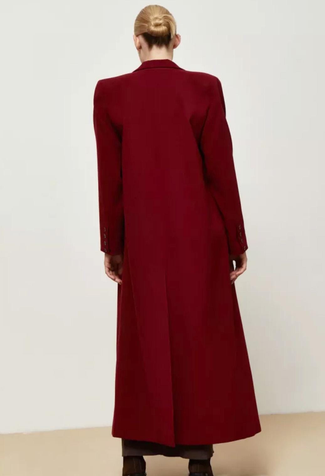 Red Wool Coat, Lined Warm Winter Coat, Oversized Wool Coat, Fall Belted Coat, Women Maxi Coat, Fall Coat, Wrap Overcoat