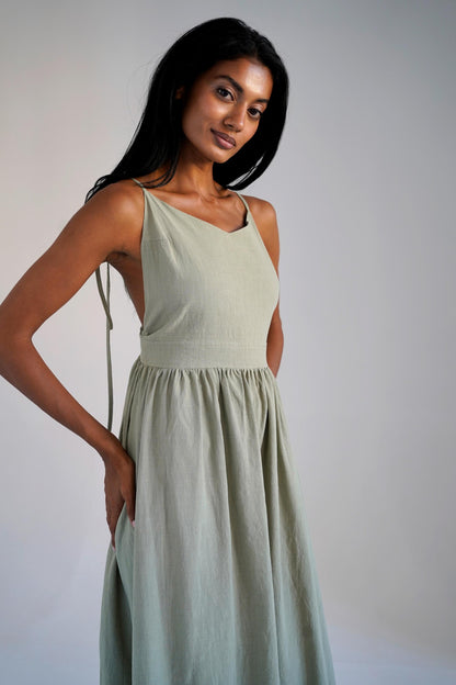 Maxi Linen Dress, Summer Maxi Dress, Linen Dress for Women, Khaki Maxi  Dress, Natural Linen Dress, Plus Size Linen Clothing, Casual Dress