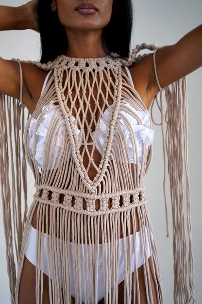 Festival Outfit, Macrame Dress, Goddess dress, Tulum Outfit, Rave outfit, Festival Burning Man Outfit, Boho Wedding Dress, Festival Clothing