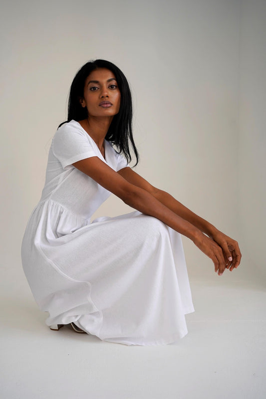 Maxi Linen Dress linen clothing, Maxi White Linen Dress, Long White Linen Dress, Plus Size Linen Clothing, Casual Elegant Dress, Loose Dress