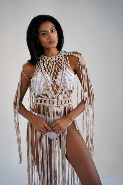 Festival Outfit, Macrame Dress, Goddess dress, Tulum Outfit, Rave outfit, Festival Burning Man Outfit, Boho Wedding Dress, Festival Clothing