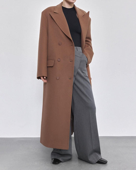 Camel Wool Coat, Lined Warm Winter Coat, Oversized Wool Coat, Fall Belted Coat, Women Maxi Coat, Fall Coat, Wrap Overcoat