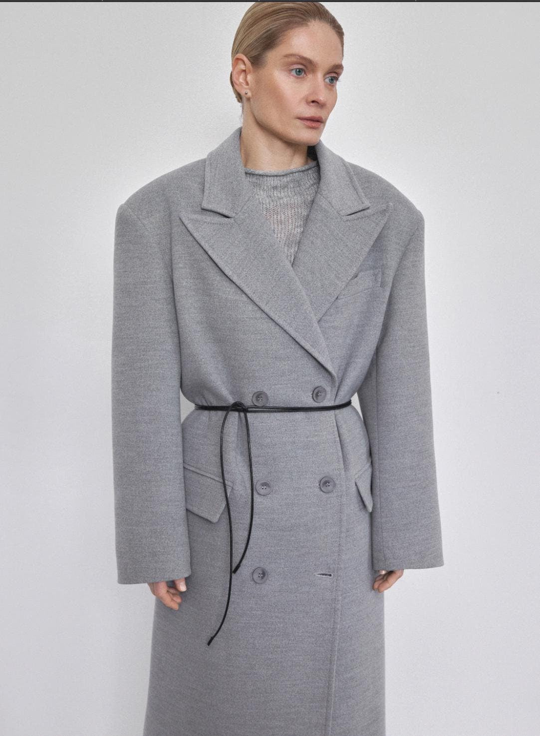 Grey Wool Coat, Oversized Cashmere Wool Coat, Casual Coat, Women Maxi Coat, Lined Warm Winter Coat Fall Belted Coat, Fall Coat,Wrap Overcoat