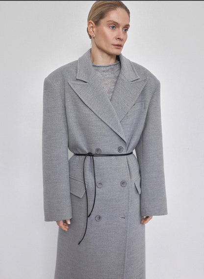 Grey Wool Coat, Oversized Cashmere Wool Coat, Casual Coat, Women Maxi Coat, Lined Warm Winter Coat Fall Belted Coat, Fall Coat,Wrap Overcoat