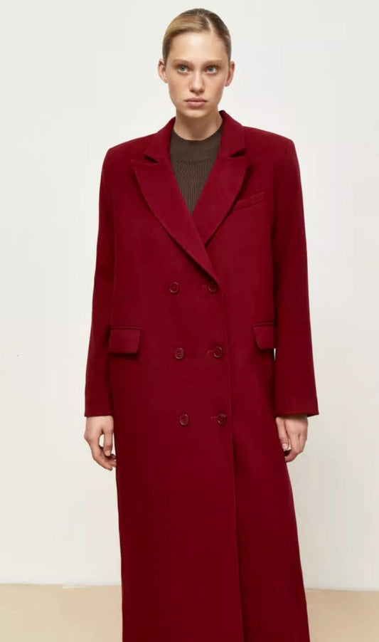 Red Wool Coat, Lined Warm Winter Coat, Oversized Wool Coat, Fall Belted Coat, Women Maxi Coat, Fall Coat, Wrap Overcoat